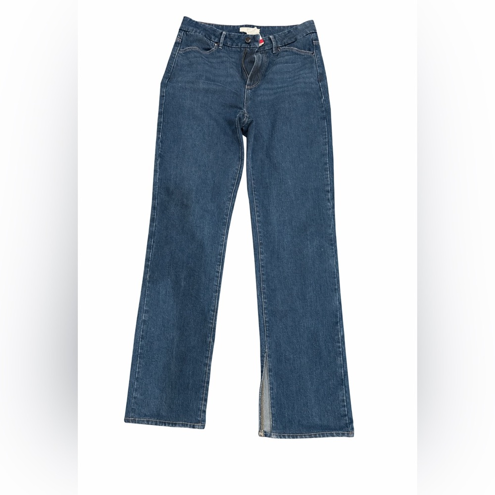 Paige Slit Hem Straight Leg Classic Blue Women's Jeans
